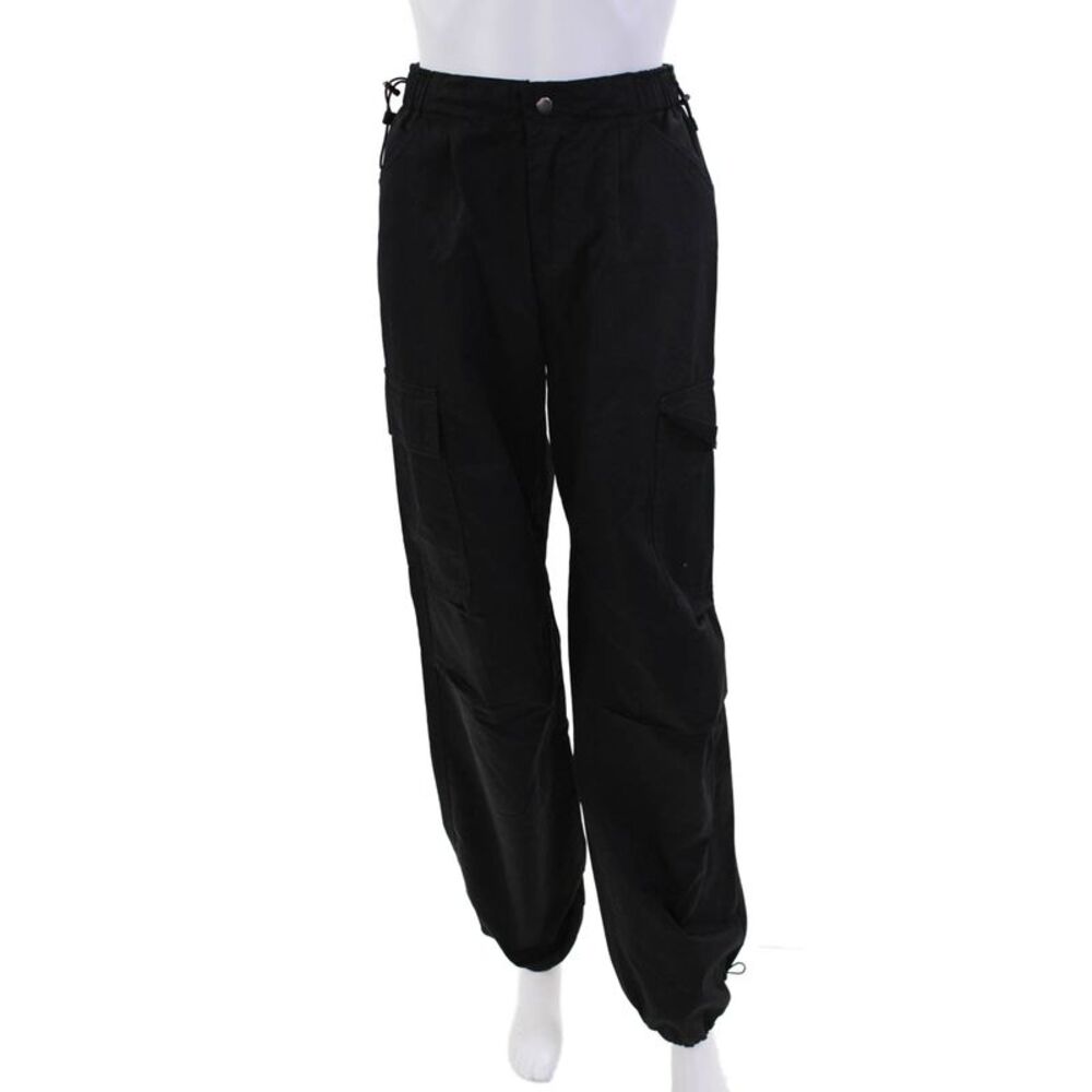 Absolu Womens High Rise Zip Up Cargo Pants Black Cotton Size EUR 34